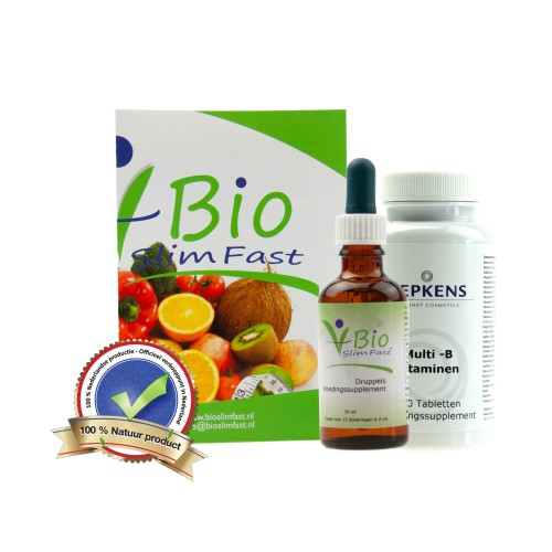 Bio Slim Fast Druppels 50ml plus Multi-B vitamine 60 tabletten Bio Slim Fast Druppels 50ml plus Multi-B vitamine 60 tabletten